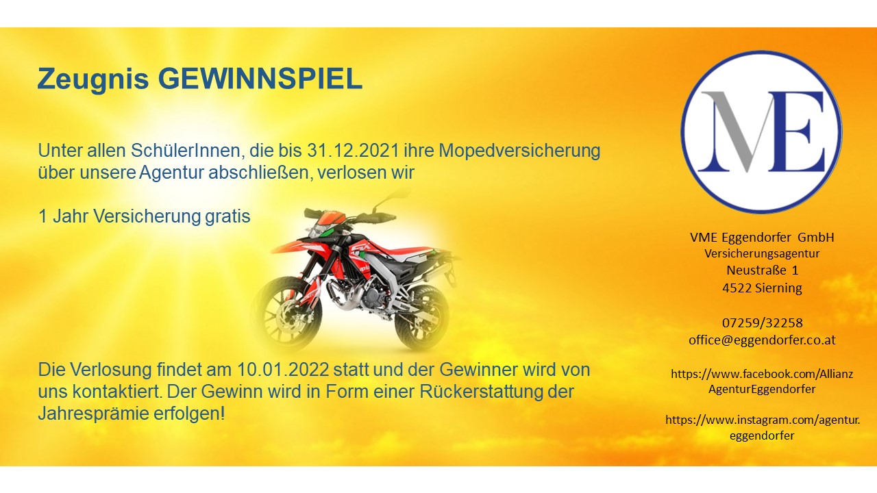 Zeugnis Gewinnspiel Moped